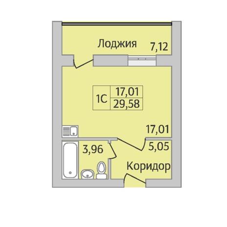Вариант №6960, 1-комнатная квартира в жилом комплексе Дивногорский