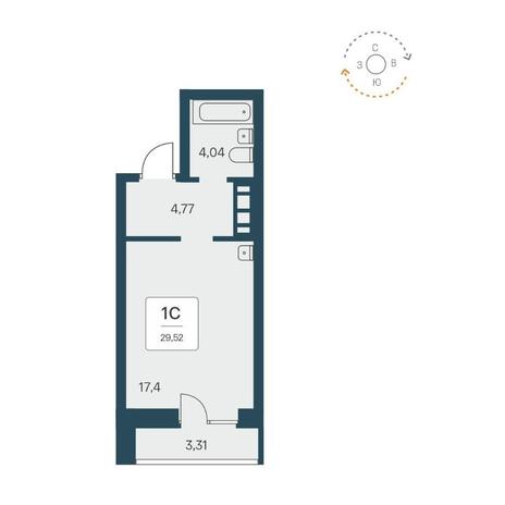 Вариант №14525, 1-комнатная квартира в жилом комплексе Квартал на Игарской