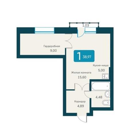 Вариант №10785, 1-комнатная квартира в жилом комплексе Марсель-2
