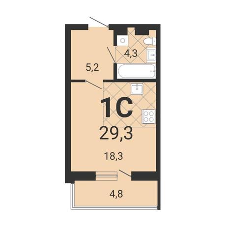Вариант №13338, 1-комнатная квартира в жилом комплексе Тетрис