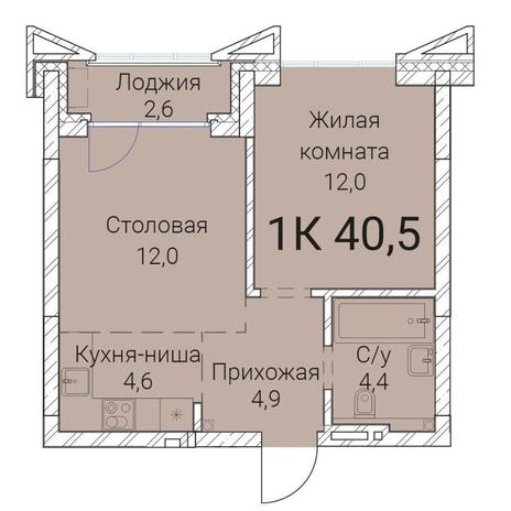 Вариант №9981, 1-комнатная квартира в жилом комплексе Заельцовский