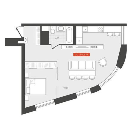 Вариант №13695, 1-комнатная квартира в жилом комплексе Тайм сквер