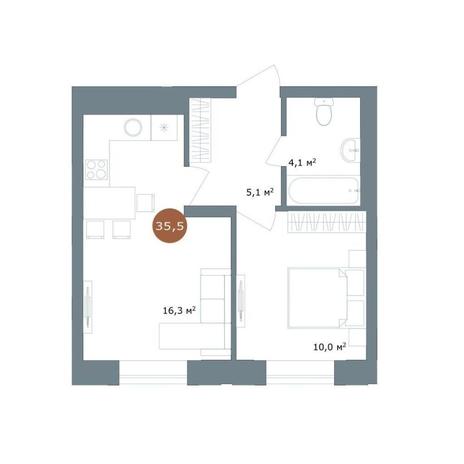 Вариант №12356, 2-комнатная квартира в жилом комплексе 