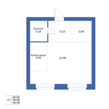 Вариант №15279, 1-комнатная квартира в жилом комплексе Promenade