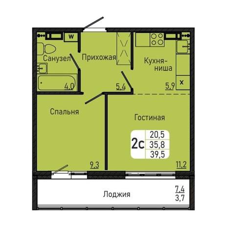 Вариант №6987, 2-комнатная квартира в жилом комплексе Никольский парк