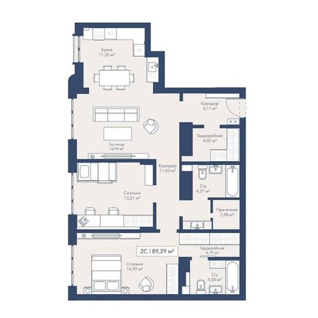 Вариант №17735, 3-комнатная квартира в жилом комплексе Willart (Виларт)