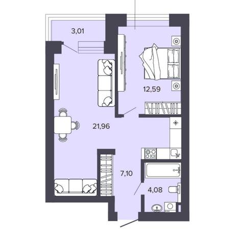 Вариант №8175, 2-комнатная квартира в жилом комплексе Беринг