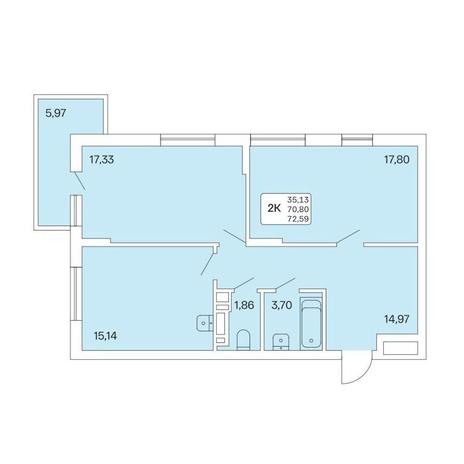 Вариант №9428, 2-комнатная квартира в жилом комплексе Марсель-2