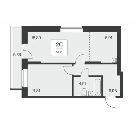 Вариант №8256, 2-комнатная квартира в жилом комплексе Сосновый бор