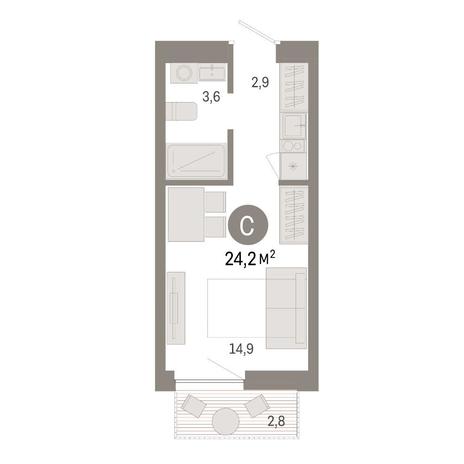 Вариант №15508, 1-комнатная квартира в жилом комплексе Цивилизация