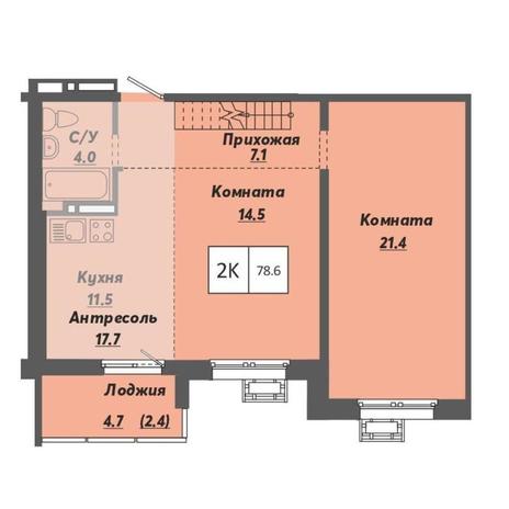 Вариант №9508, 2-комнатная квартира в жилом комплексе Ежевика