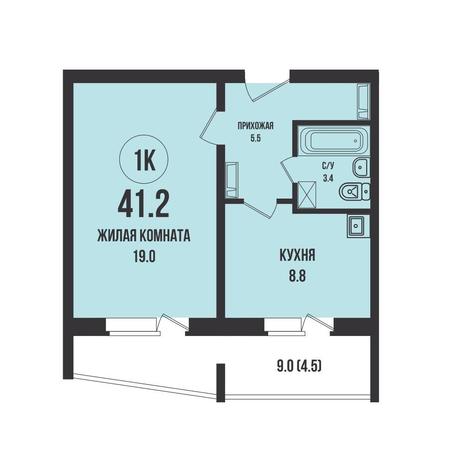 Вариант №14722, 1-комнатная квартира в жилом комплексе Радуга Сибири