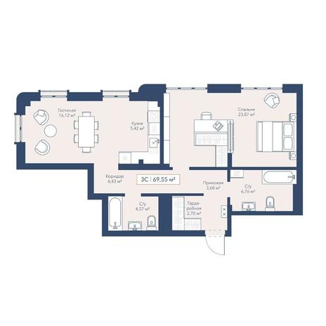 Вариант №17734, 3-комнатная квартира в жилом комплексе Willart (Виларт)