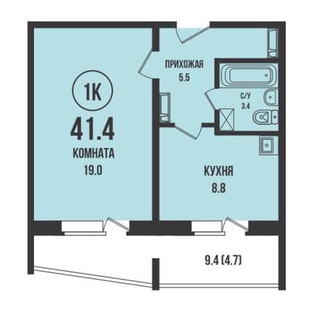 Вариант №8833, 1-комнатная квартира в жилом комплексе 