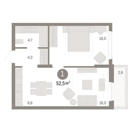 Вариант №8275, 2-комнатная квартира в жилом комплексе Приозерный