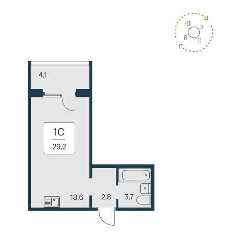 Вариант №14536, 1-комнатная квартира в жилом комплексе Акация на Кедровой