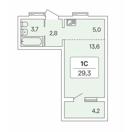 Вариант №7693, 1-комнатная квартира в жилом комплексе 