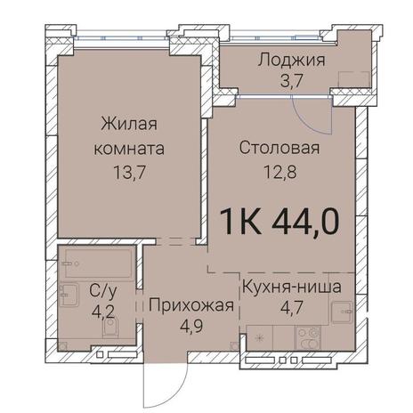 Вариант №9985, 1-комнатная квартира в жилом комплексе Тихомиров