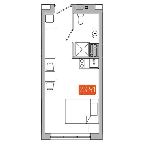 Вариант №5346, 1-комнатная квартира в жилом комплексе 