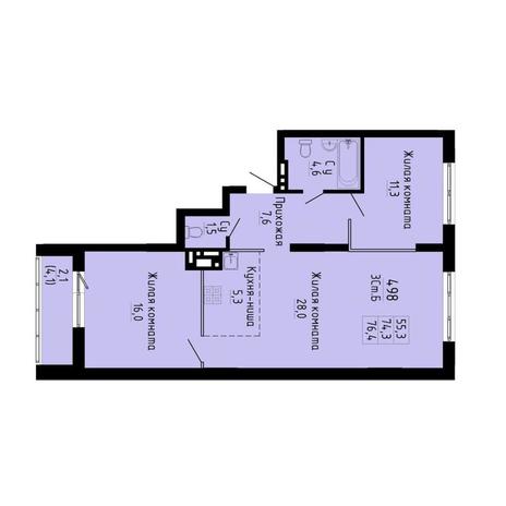 Вариант №13307, 3-комнатная квартира в жилом комплексе Grando