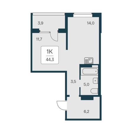Вариант №14540, 1-комнатная квартира в жилом комплексе IQ aparts