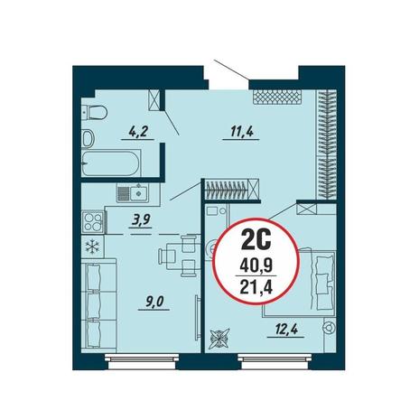 Вариант №10424, 2-комнатная квартира в жилом комплексе Акация на Кедровой