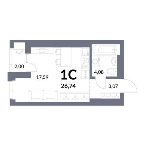 Вариант №12582, 1-комнатная квартира в жилом комплексе Прованс