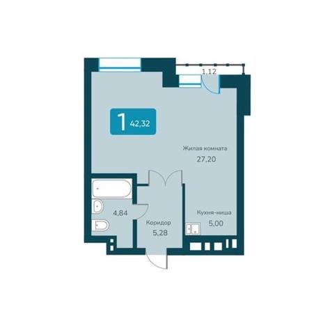 Вариант №11369, 1-комнатная квартира в жилом комплексе 