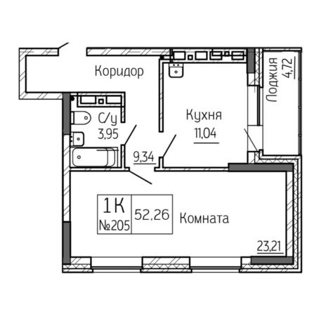 Вариант №6904, 1-комнатная квартира в жилом комплексе 