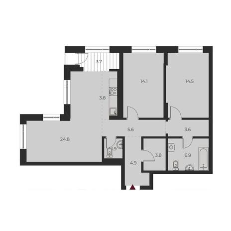 Вариант №14124, 3-комнатная квартира в жилом комплексе Европейский Берег