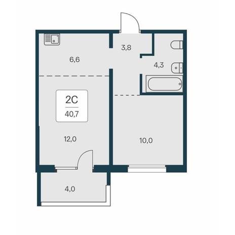 Вариант №14579, 2-комнатная квартира в жилом комплексе Новый горизонт