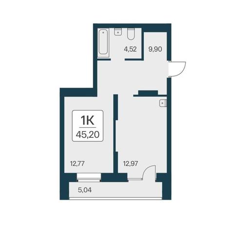 Вариант №17756, 1-комнатная квартира в жилом комплексе Квартал на Игарской