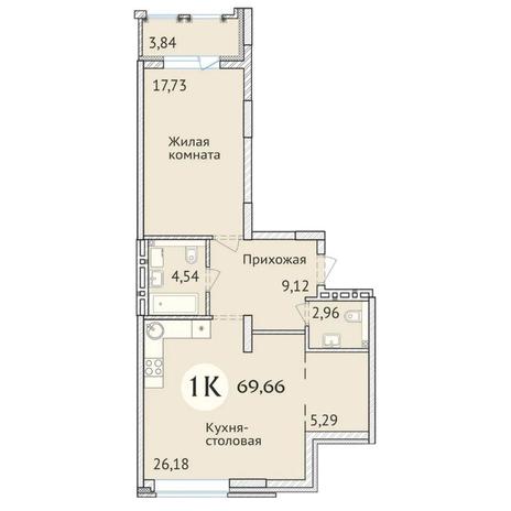Вариант №6431, 2-комнатная квартира в жилом комплексе 