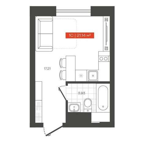 Вариант №13689, 1-комнатная квартира в жилом комплексе 