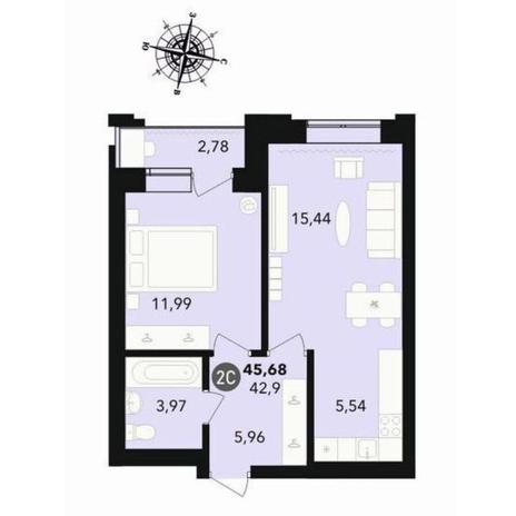 Вариант №8863, 2-комнатная квартира в жилом комплексе Прованс