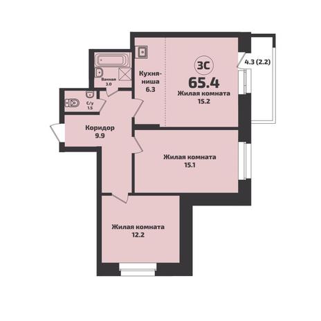 Вариант №8793, 3-комнатная квартира в жилом комплексе Инфинити