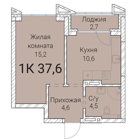 Вариант №9942, 1-комнатная квартира в жилом комплексе 