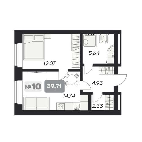 Вариант №14984, 1-комнатная квартира в жилом комплексе Цветной бульвар