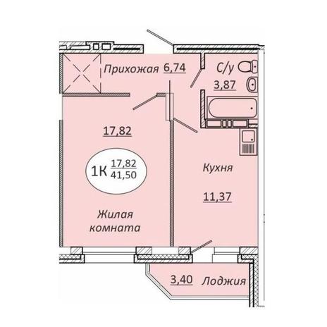 Вариант №10109, 1-комнатная квартира в жилом комплексе Комета-Октябрьский