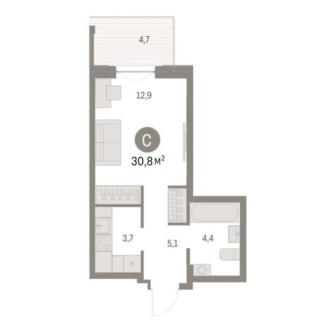 Вариант №8102, 1-комнатная квартира в жилом комплексе Time Park Apartments