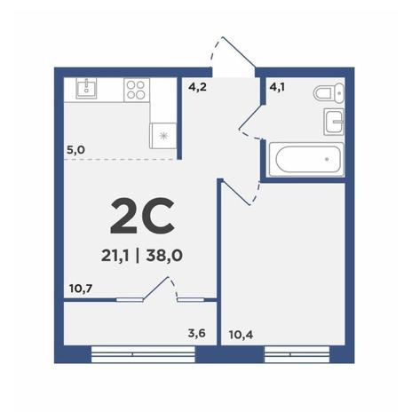 Вариант №11449, 2-комнатная квартира в жилом комплексе 