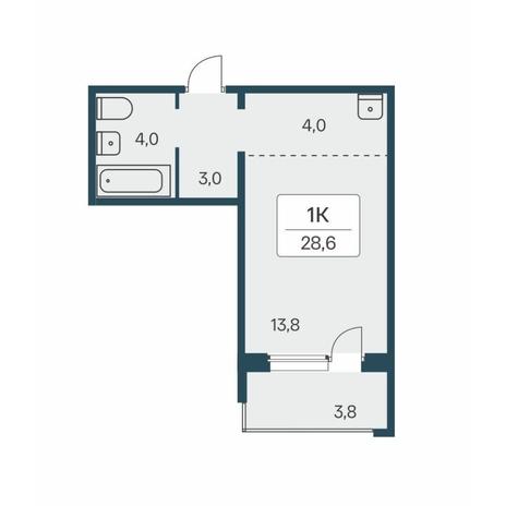 Вариант №13932, 1-комнатная квартира в жилом комплексе Сосновый бор