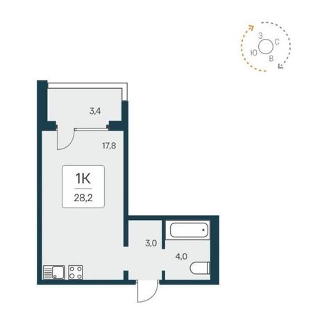 Вариант №12469, 1-комнатная квартира в жилом комплексе 