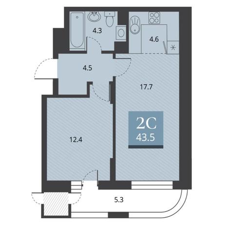 Вариант №5668, 2-комнатная квартира в жилом комплексе 