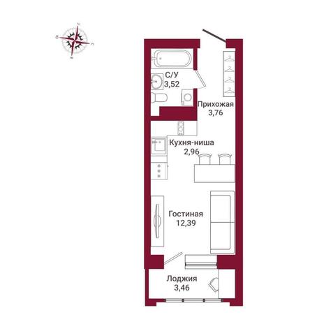 Вариант №10854, 1-комнатная квартира в жилом комплексе Горская лагуна
