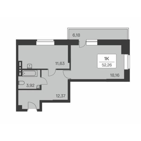 Вариант №8483, 1-комнатная квартира в жилом комплексе Галактика