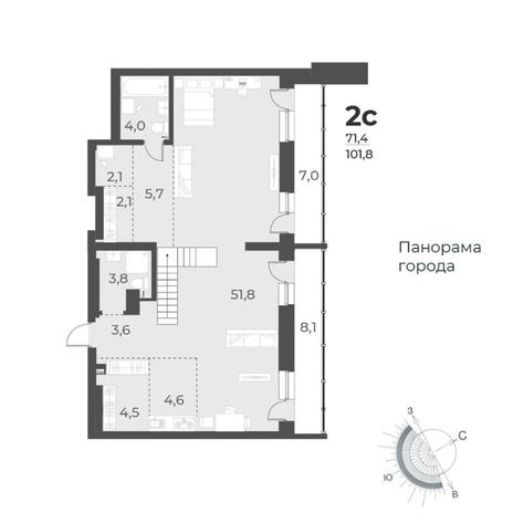 Вариант №8441, 2-комнатная квартира в жилом комплексе Марсель-2