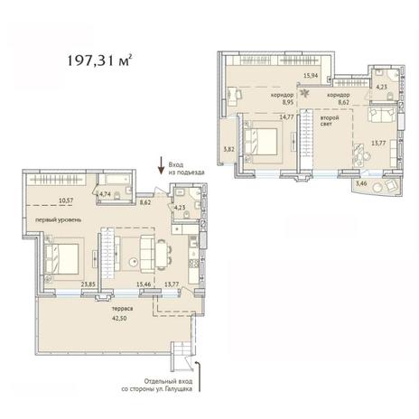 Вариант №6437, 4-комнатная квартира в жилом комплексе 