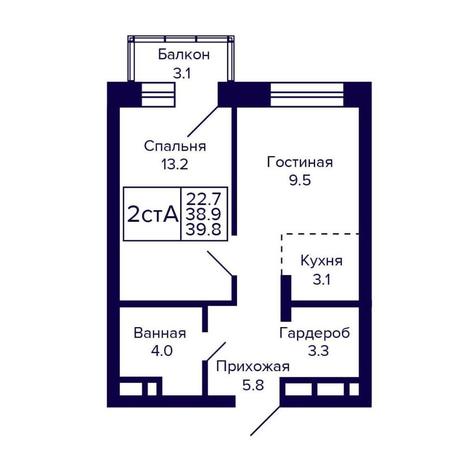 Вариант №16092, 2-комнатная квартира в жилом комплексе Citatum