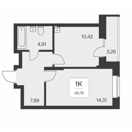 Вариант №8248, 1-комнатная квартира в жилом комплексе Акация на Кедровой
